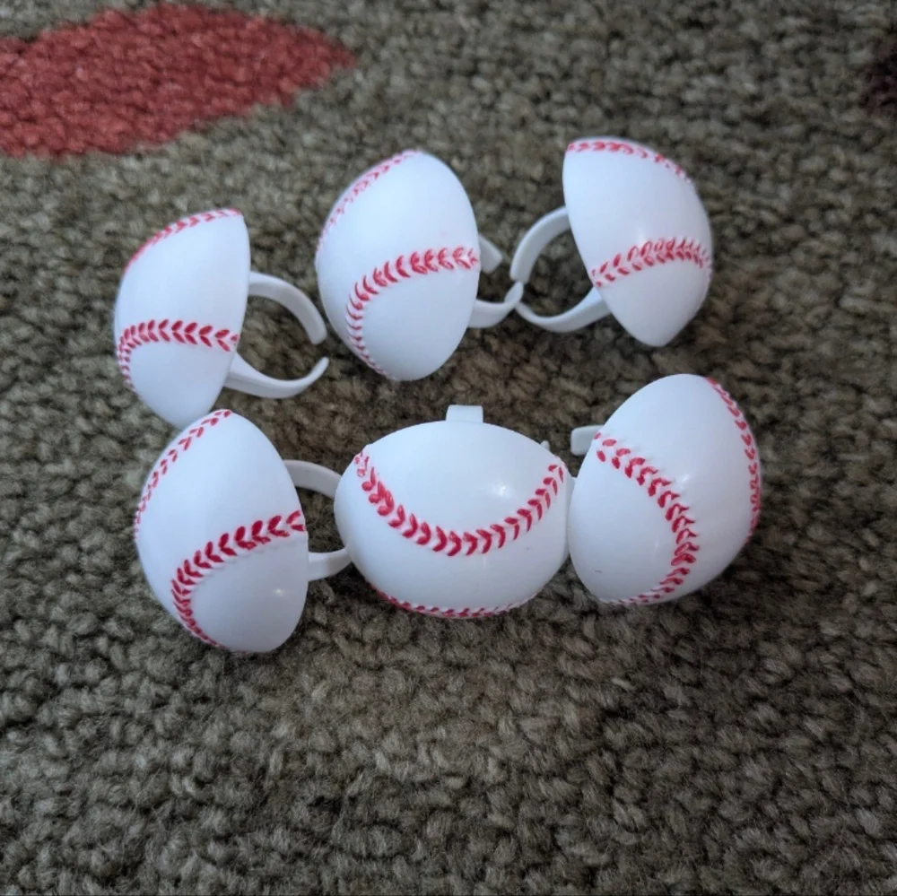 ❤️10/$10 Lots of 6 Cupcake Topper Rings, Baseball Cupcake Decorations